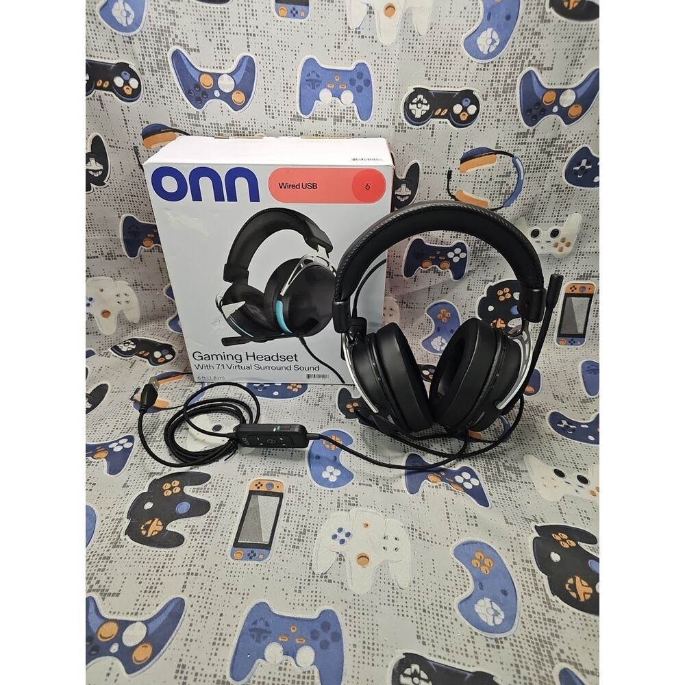 onn Gaming Headset with 7.1 Virtual Surround Sound, Black OPEN BOX NEW